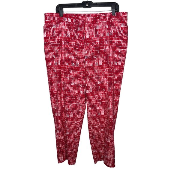 Susan Graver Pants - Susan Graver Pants Women Plus Sz 20W Red White Straight Crop Stretch High Rise